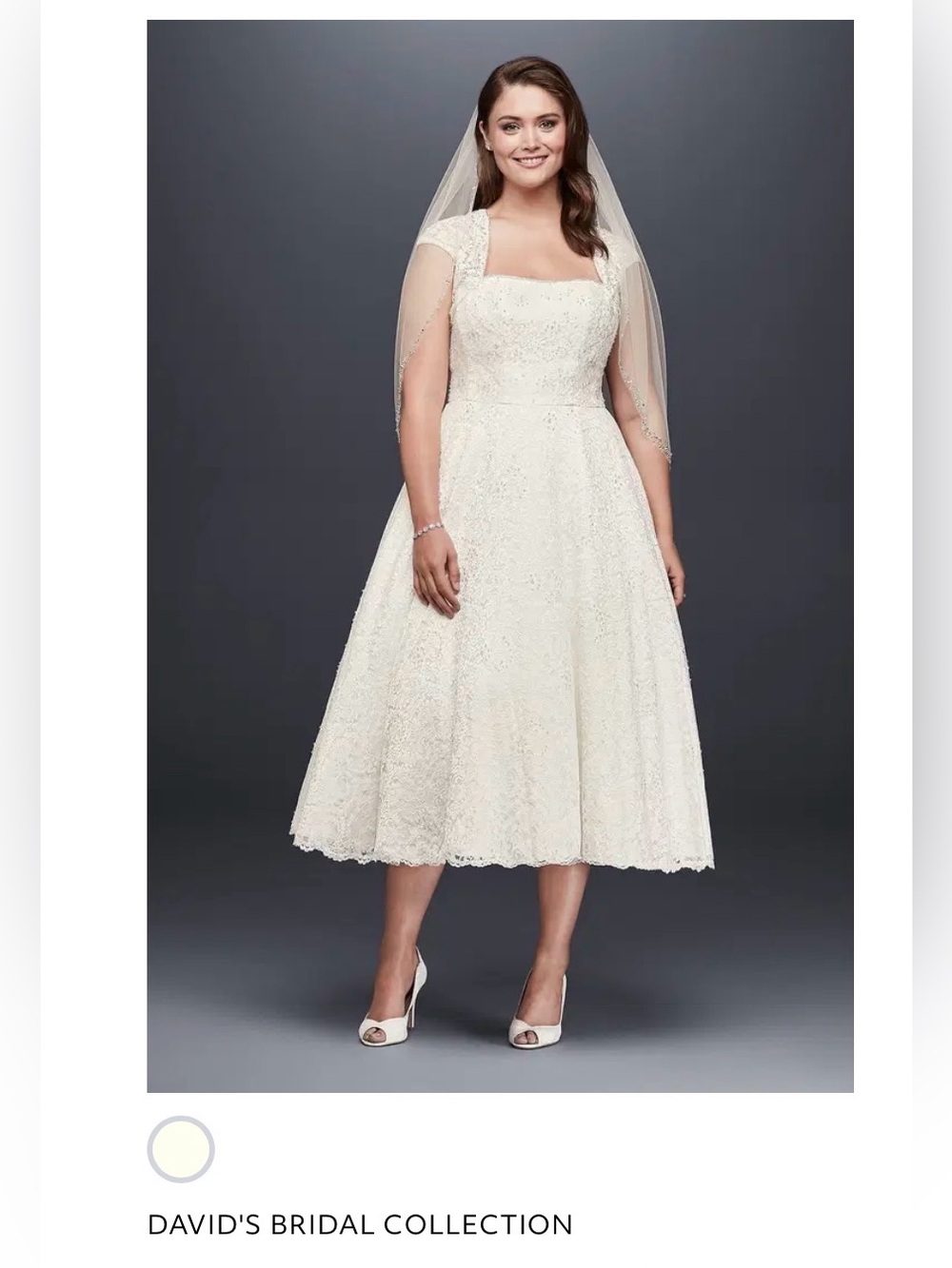 David's Bridal Ivory Lace A-Line Wedding Dress Style 9T9948